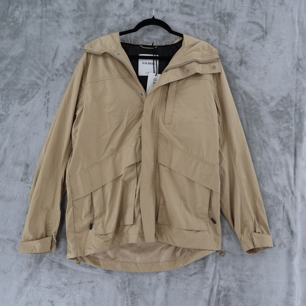 G.H.‎ Bass Rain Parka Mens XL Tan Water Repellent Hooded Jacket Utility Gorp NWT